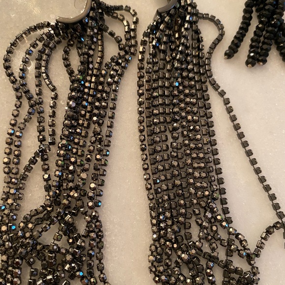 Black Tassel Beaded Rhinestone Earring Bundle - Picture 4 of 4